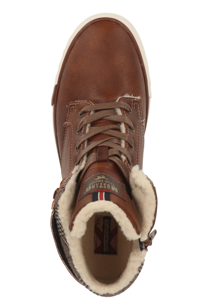 Mustang Sneaker Lederimitat Cognac Warmfutter