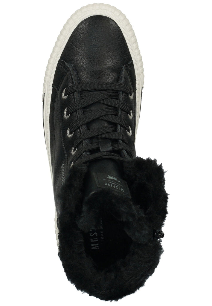 Mustang Sneaker Lederimitat Schwarz Warmfutter
