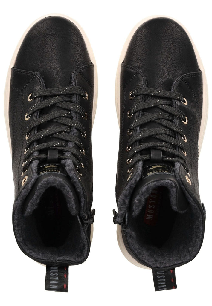 Mustang Sneaker Lederimitat Schwarz Warmfutter