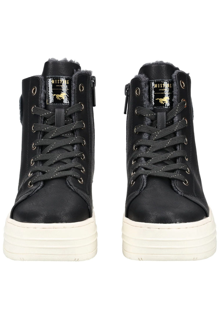 Mustang Sneaker Lederimitat Schwarz Warmfutter