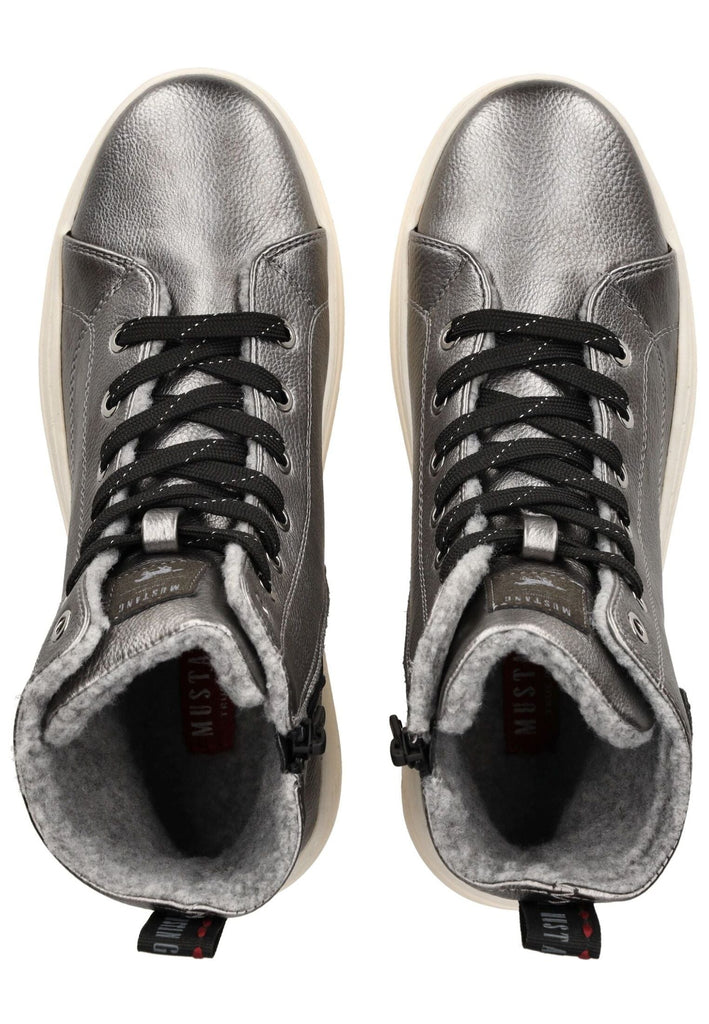 Mustang Sneaker Lederimitat Silber Warmfutter
