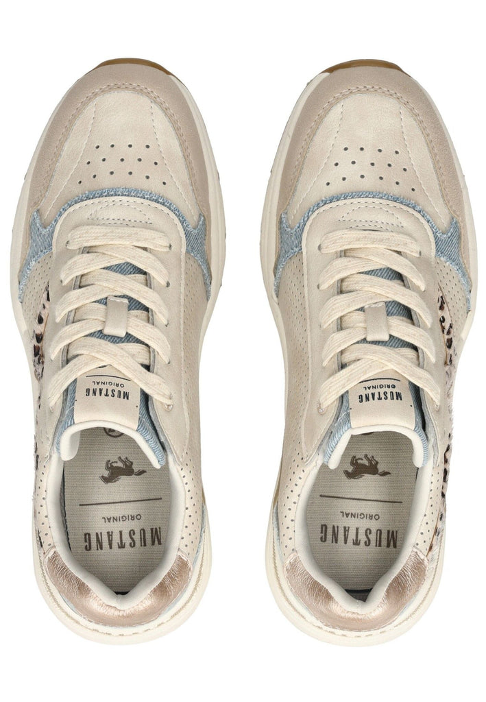 Mustang Sneaker Lederimitat/Textil Beige/Blau