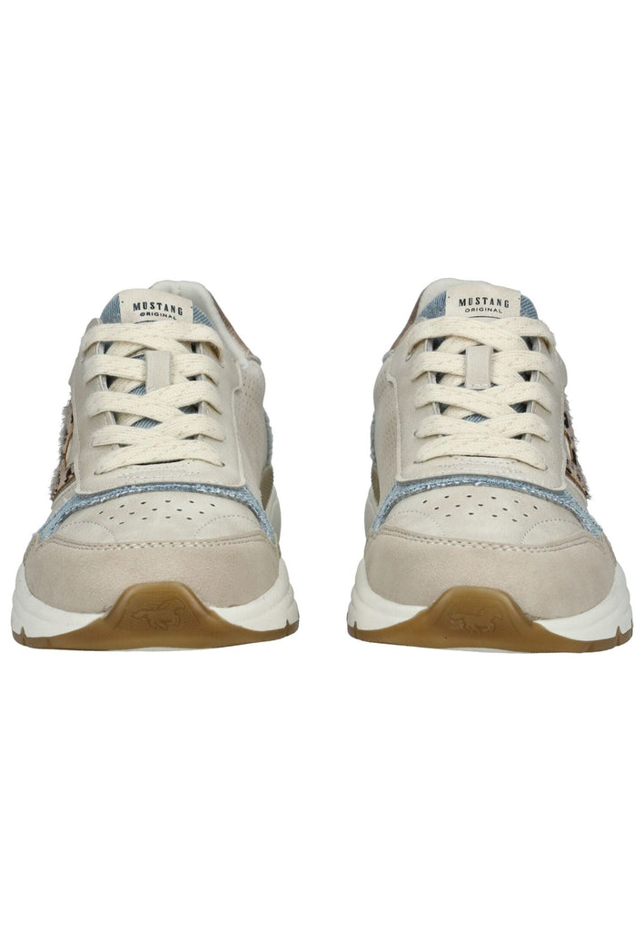 Mustang Sneaker Lederimitat/Textil Beige/Blau