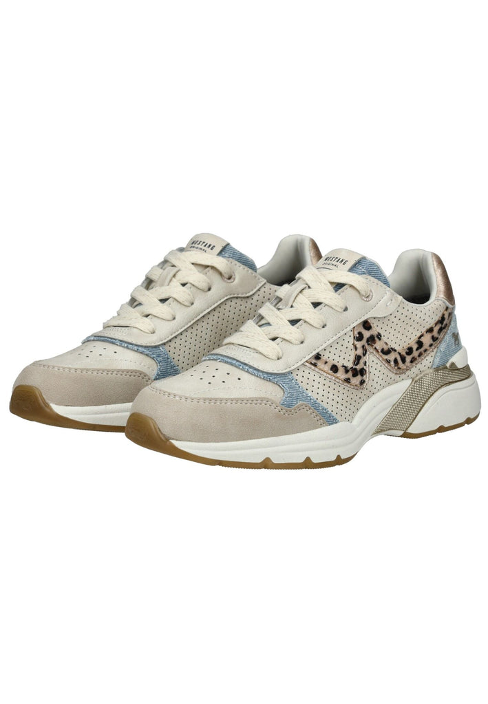 Mustang Sneaker Lederimitat/Textil Beige/Blau