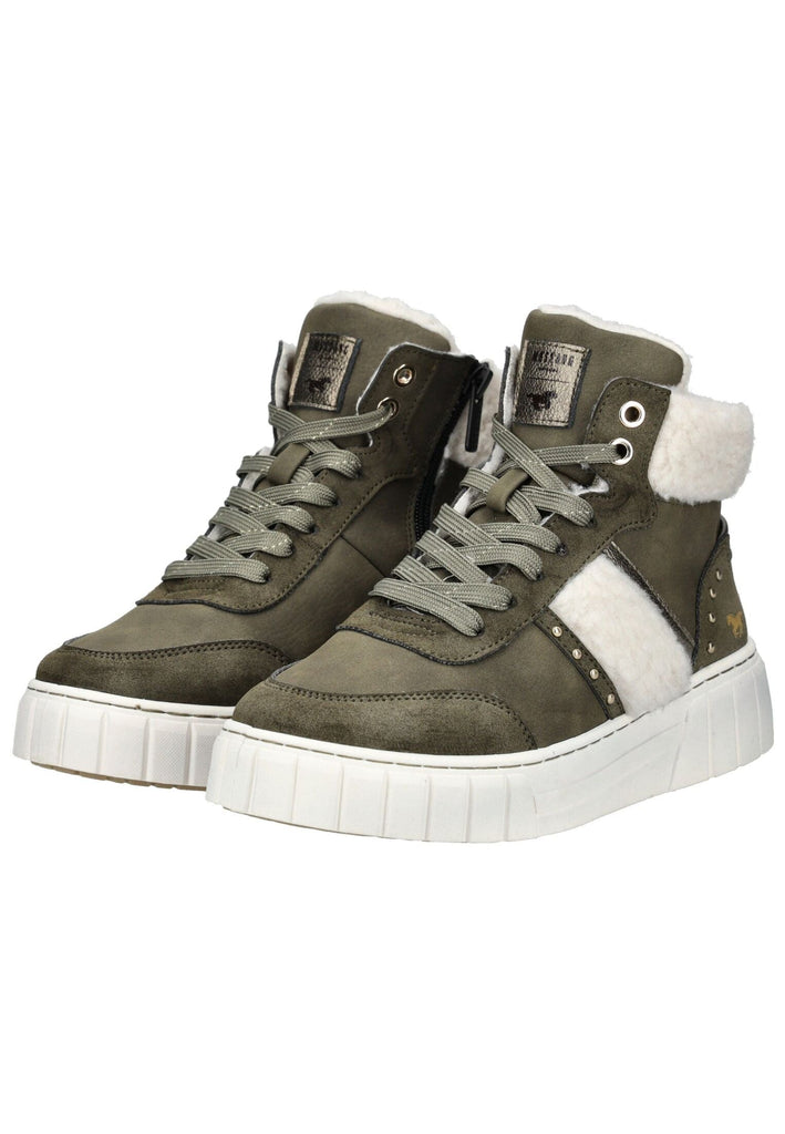 Mustang Sneaker Lederimitat/Textil Military Warmfutter