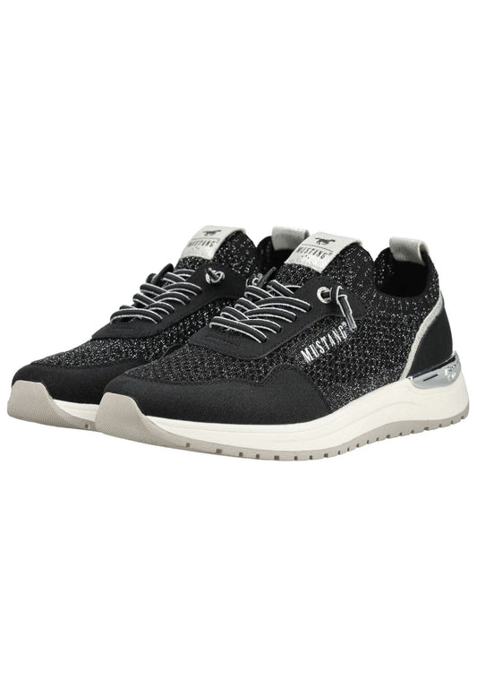 Mustang Sneaker Lederimitat/Textil Schwarz/Silber