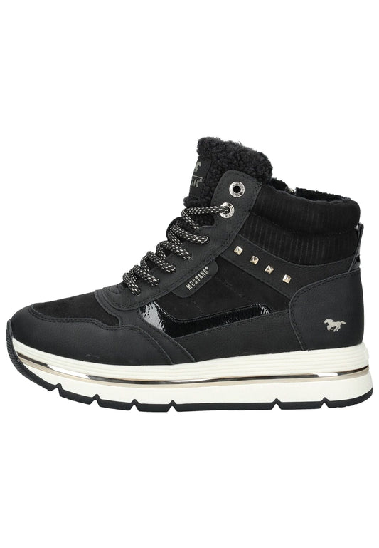 Mustang Sneaker Lederimitat/Textil Schwarz Warmfutter