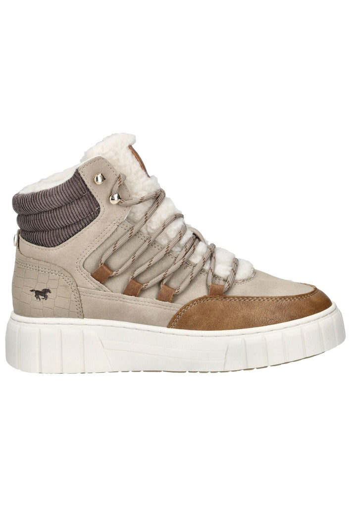 Mustang Sneaker Lederimitat/Textil Taupe Warmfutter