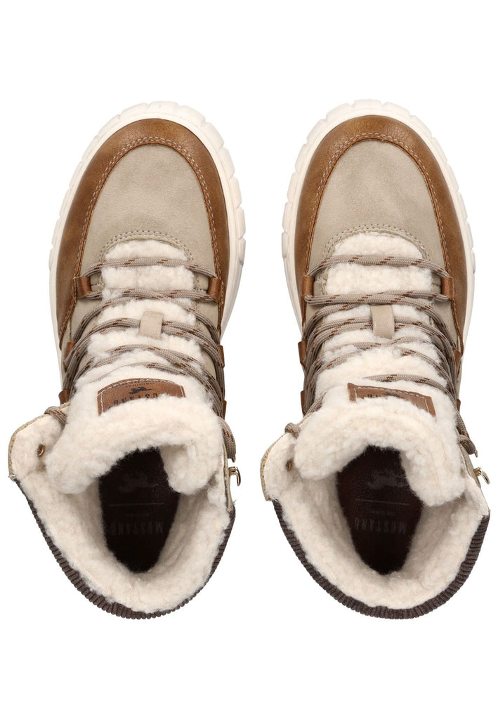 Mustang Sneaker Lederimitat/Textil Taupe Warmfutter