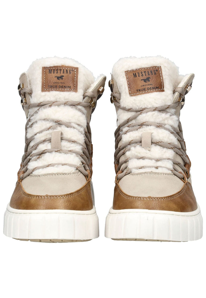 Mustang Sneaker Lederimitat/Textil Taupe Warmfutter