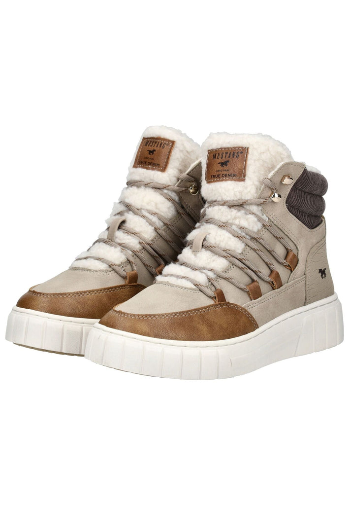 Mustang Sneaker Lederimitat/Textil Taupe Warmfutter