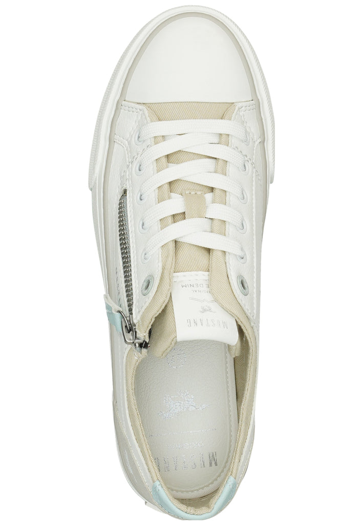 Mustang Sneaker Lederimitat/Textil Weiß/Beige