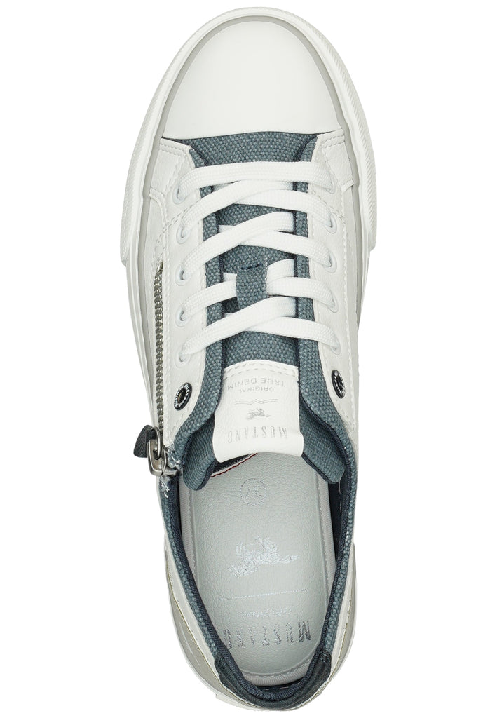 Mustang Sneaker Lederimitat/Textil Weiß/Blau