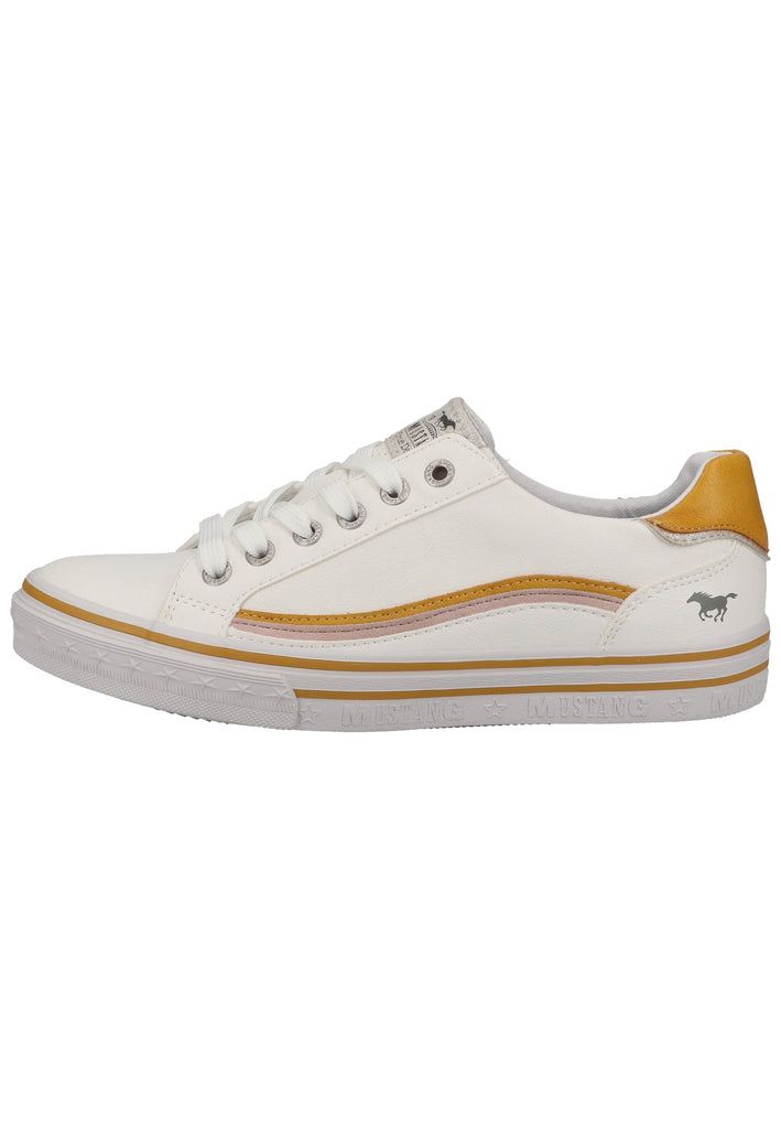 Mustang Sneaker Lederimitat Weiß/Gelb
