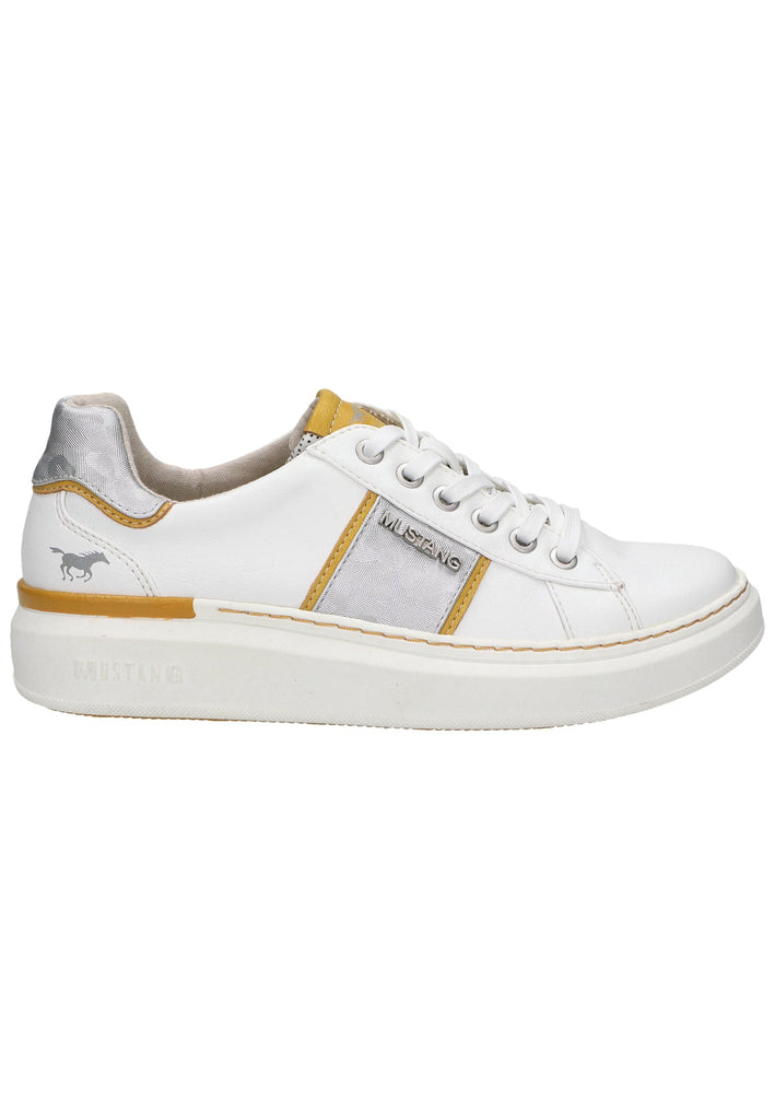 Mustang Sneaker Lederimitat Weiß/Gelb