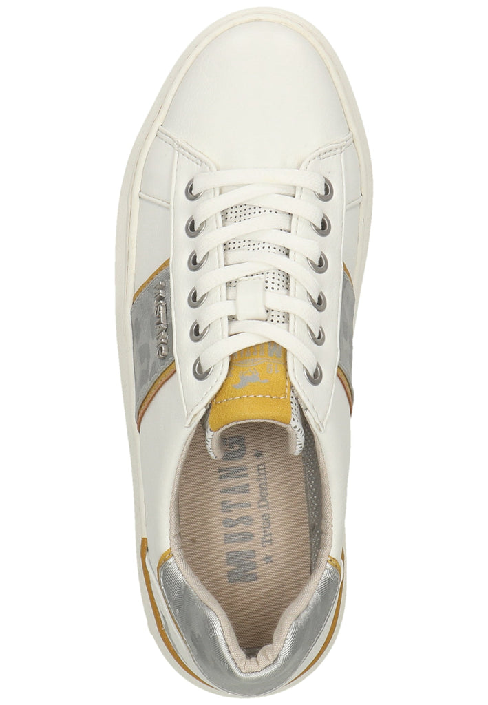 Mustang Sneaker Lederimitat Weiß/Gelb
