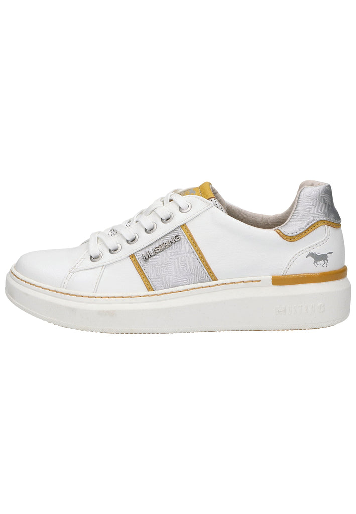 Mustang Sneaker Lederimitat Weiß/Gelb