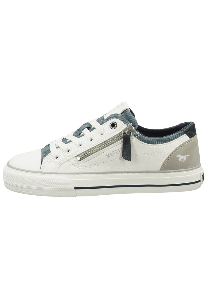 Sneaker Mustang Sneaker Lederimitat/Textil Weiß/Blau