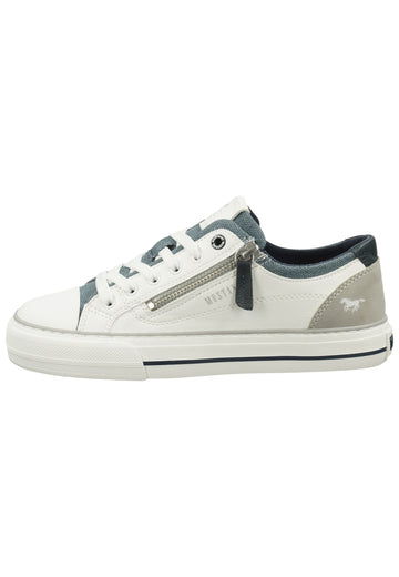 Sneaker Mustang Sneaker Lederimitat/Textil Weiß/Blau