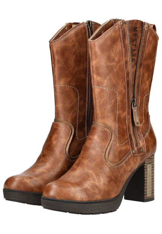 Mustang Stiefel Lederimitat Braun Warmfutter