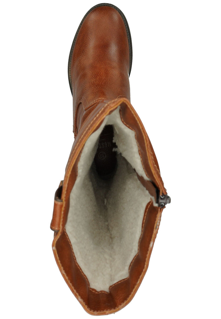 Mustang Stiefel Lederimitat Cognac Warmfutter