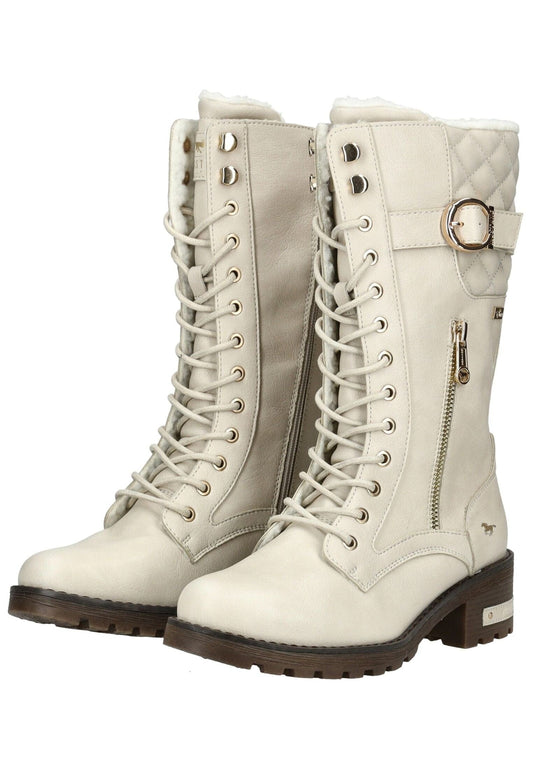 Mustang Stiefel Lederimitat Cream Warmfutter