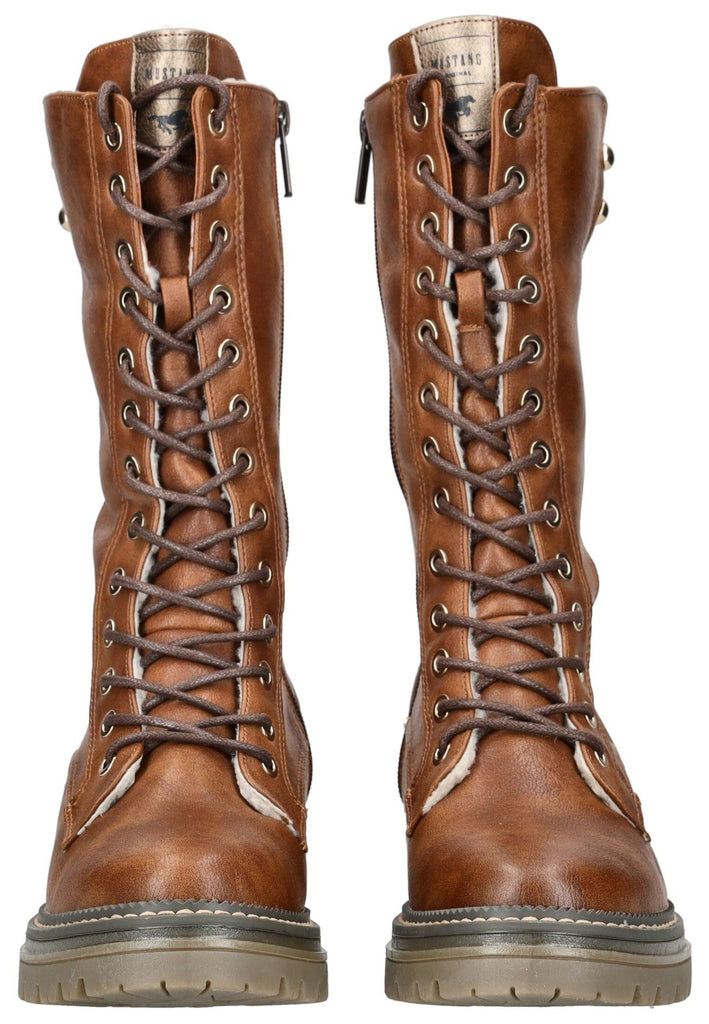 Mustang Stiefel Lederimitat Kastanie Warmfutter