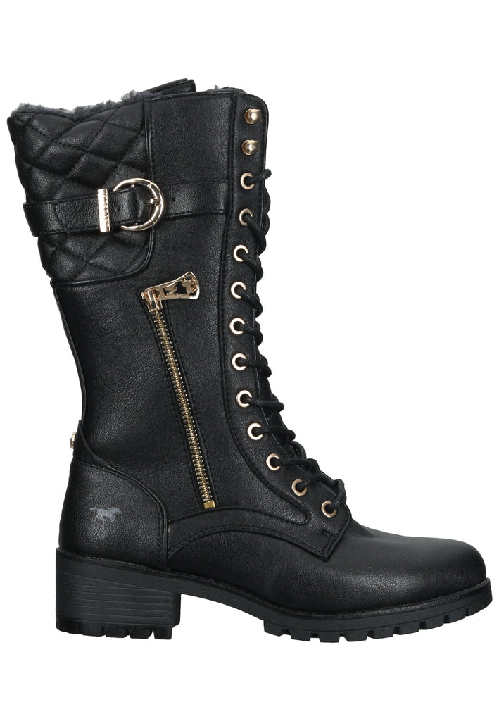 Mustang Stiefel Lederimitat Schwarz Warmfutter