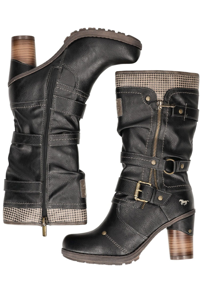 Mustang Stiefel Lederimitat Schwarz Warmfutter