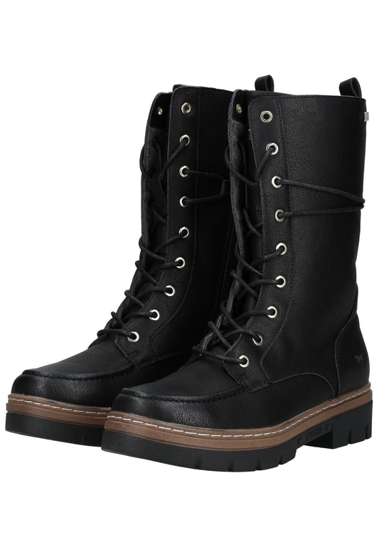 Mustang Stiefel Lederimitat Schwarz Warmfutter