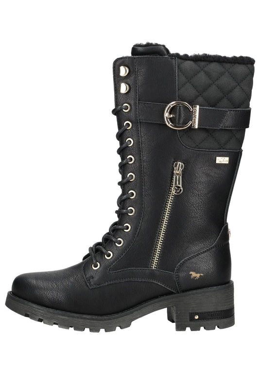 Mustang Stiefel Lederimitat Schwarz Warmfutter