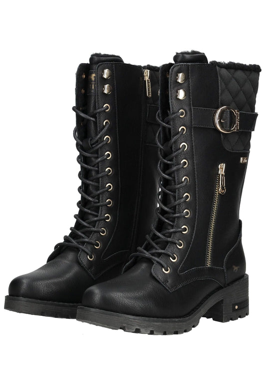 Mustang Stiefel Lederimitat Schwarz Warmfutter