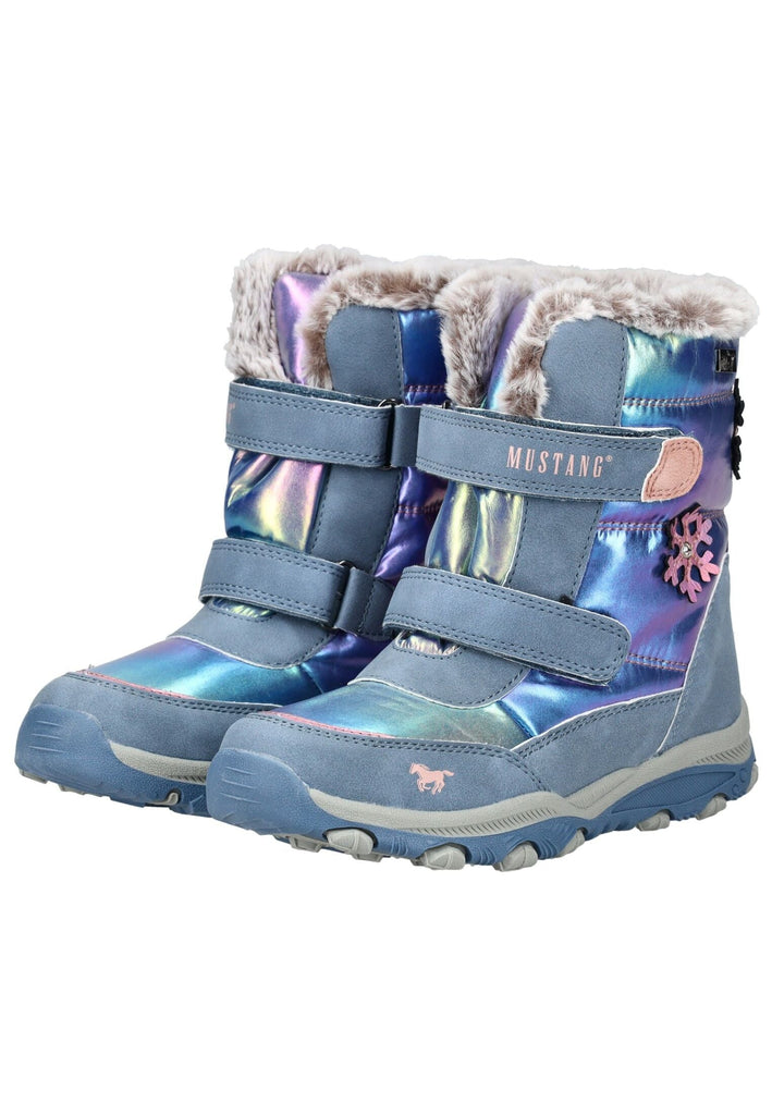 Mustang Stiefel Lederimitat/Textil Blau Warmfutter