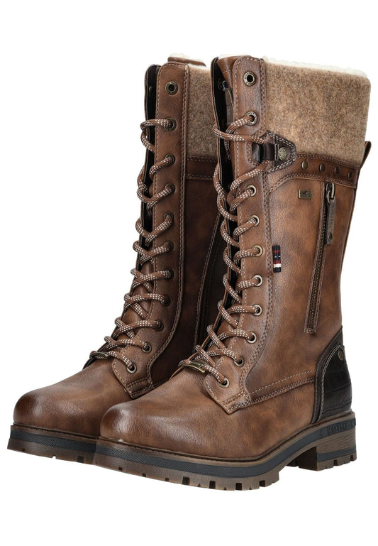 Mustang Stiefel Lederimitat/Textil Dunkelbraun Warmfutter