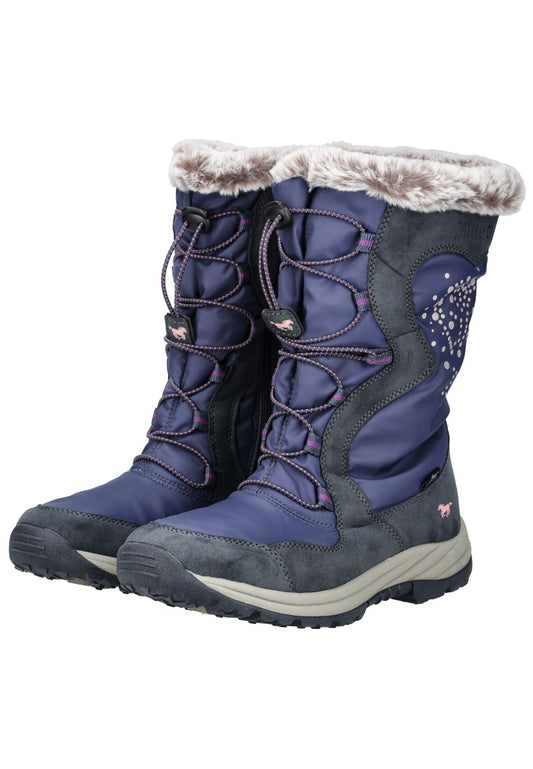 Mustang Stiefel Lederimitat/Textil Navy Warmfutter