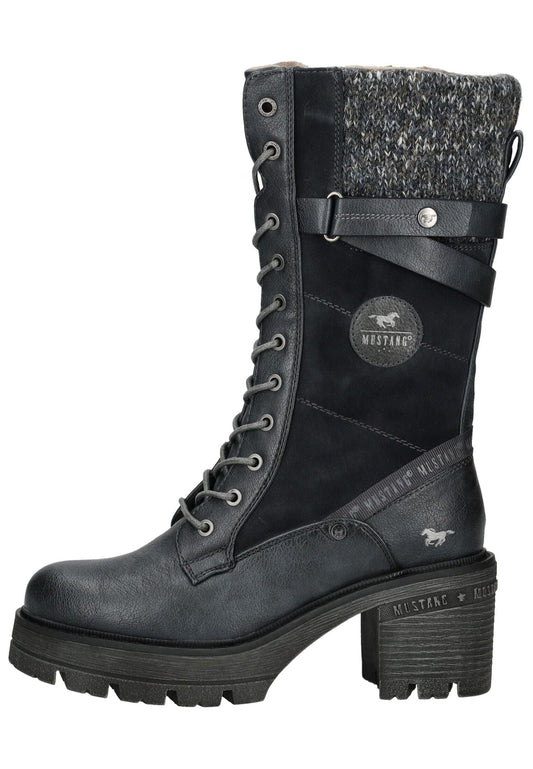Mustang Stiefel Lederimitat/Textil Navy Warmfutter