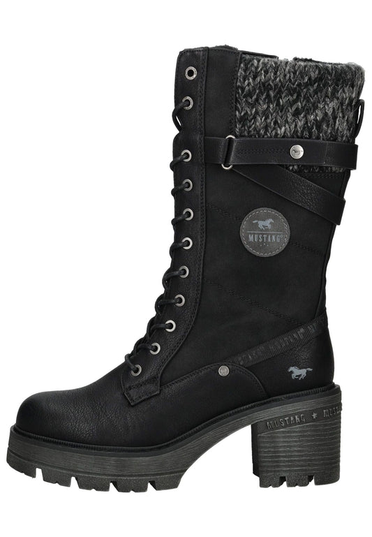 Mustang Stiefel Lederimitat/Textil Schwarz Warmfutter