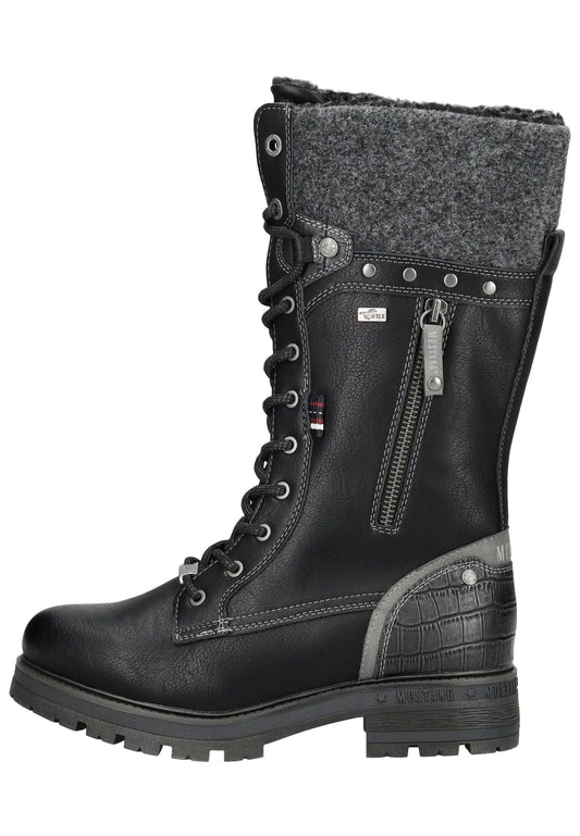 Mustang Stiefel Lederimitat/Textil Schwarz Warmfutter