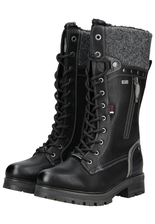 Mustang Stiefel Lederimitat/Textil Schwarz Warmfutter