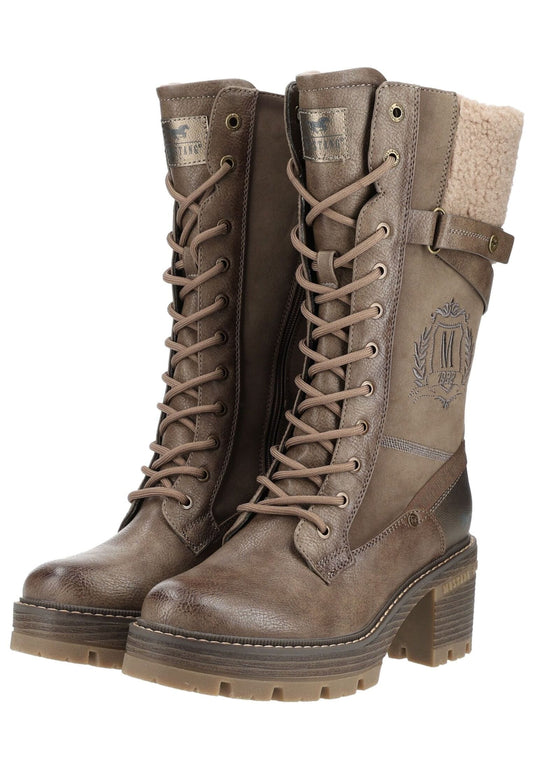 Mustang Stiefel Lederimitat/Textil Taupe Warmfutter