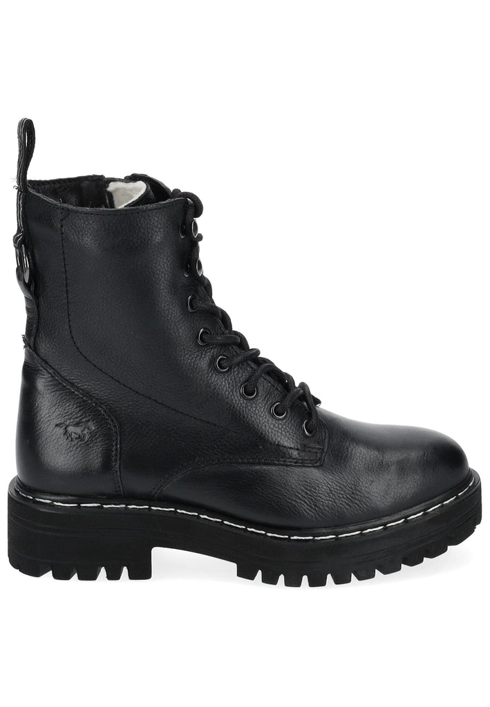 Mustang Stiefelette Leder Schwarz Warmfutter