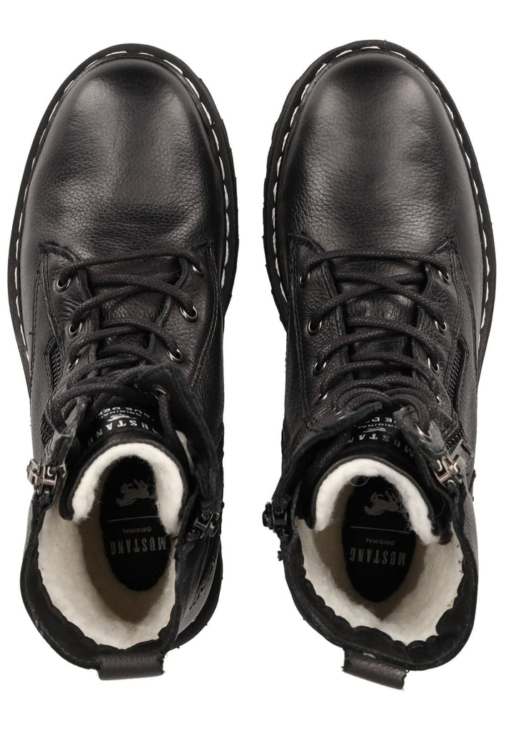 Mustang Stiefelette Leder Schwarz Warmfutter