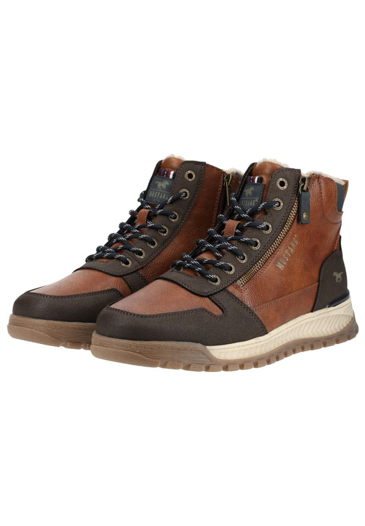 Mustang Stiefelette Lederimitat Braun Warmfutter