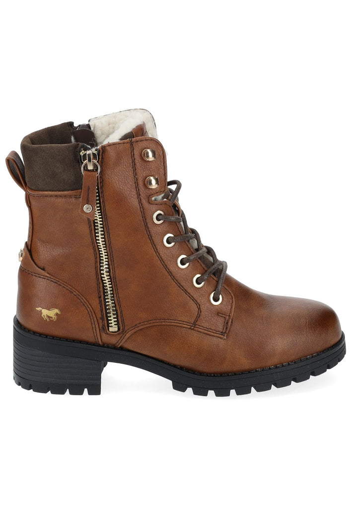 Mustang Stiefelette Lederimitat Cognac Warmfutter