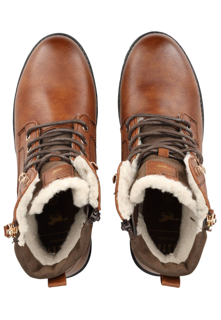 Mustang Stiefelette Lederimitat Cognac Warmfutter