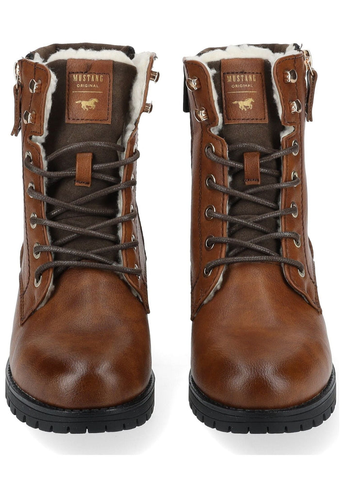 Mustang Stiefelette Lederimitat Cognac Warmfutter