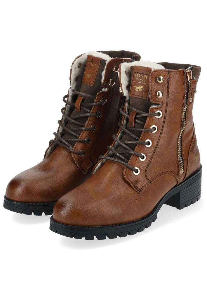 Mustang Stiefelette Lederimitat Cognac Warmfutter