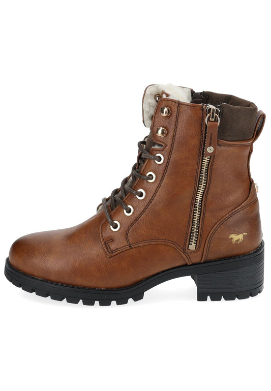 Mustang Stiefelette Lederimitat Cognac Warmfutter