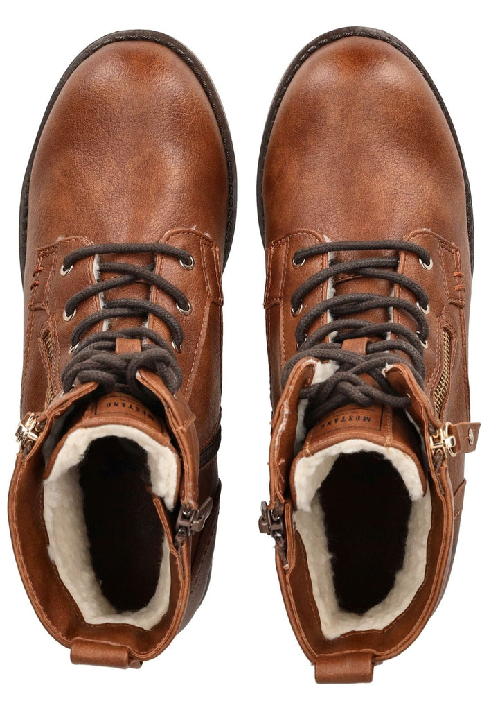 Mustang Stiefelette Lederimitat Cognac Warmfutter