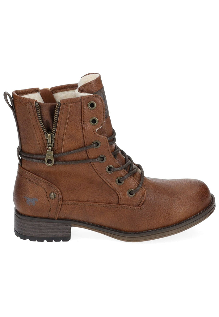 Mustang Stiefelette Lederimitat Cognac Warmfutter